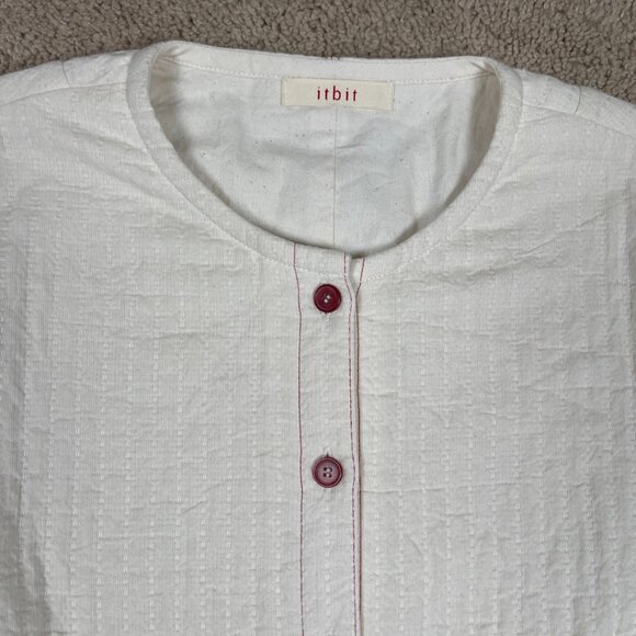 Itbit Jacket Womens L Beige Muslin Natural Fiber Bohemian Artsy Hippie Blazer - Picture 3 of 9